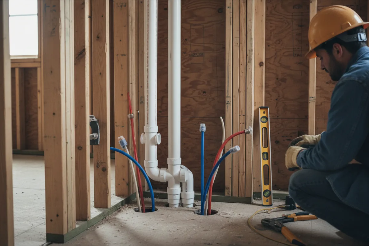 Drain and supply rough-in during Drain Cleaning in Milltown